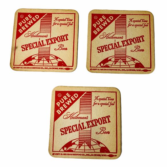 LOT of 3 Vintage OLD STYLE & SPECIAL EXPORT Reversible BEER COASTERS Heileman's - Picture 2 of 4